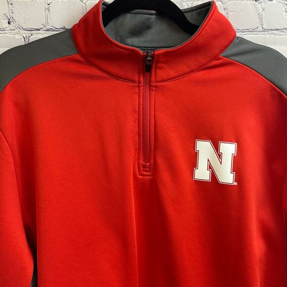 Fanatics University of Nebraska Quarter Zip Red Gray Sweater XL Team Spirit FLAW - Picture 2 of 8